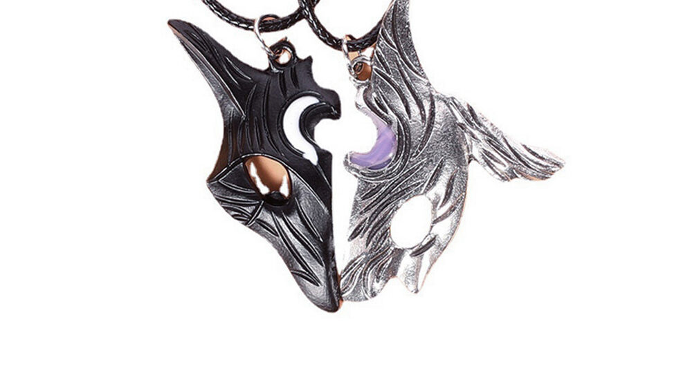 wolf yin yang earrings