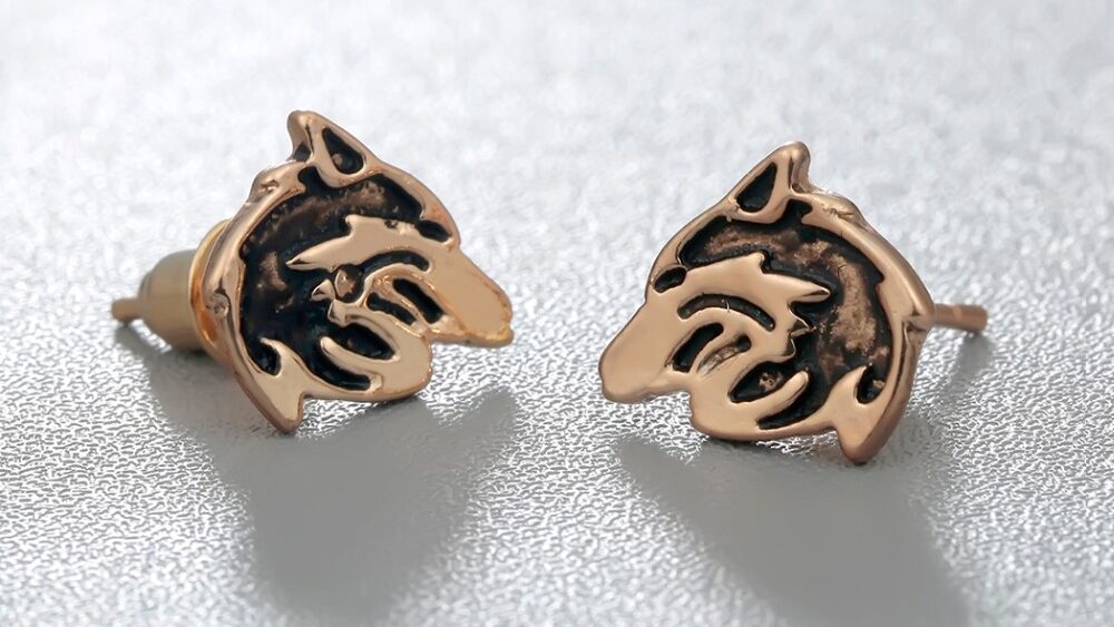 wolf yin yang earrings