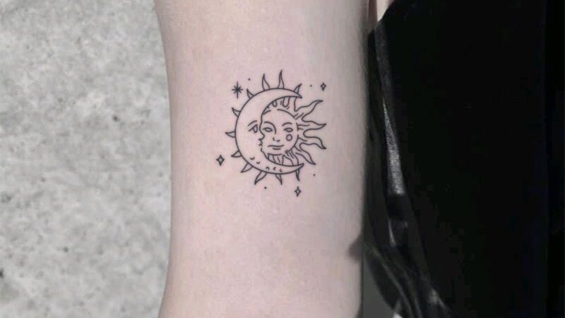 yin yang simple sun and moon tattoo