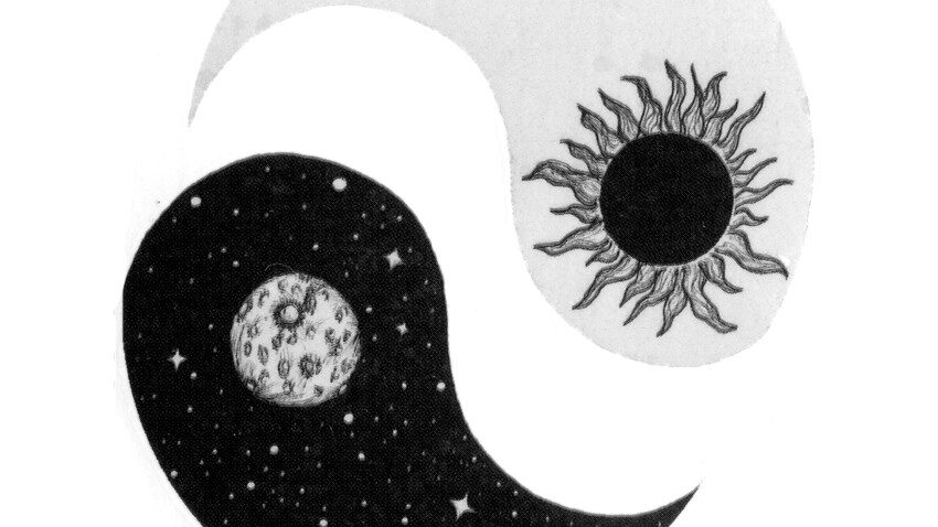 yin yang moon, sun and stars