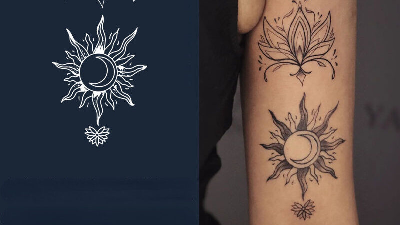 yin yang simple sun and moon tattoo