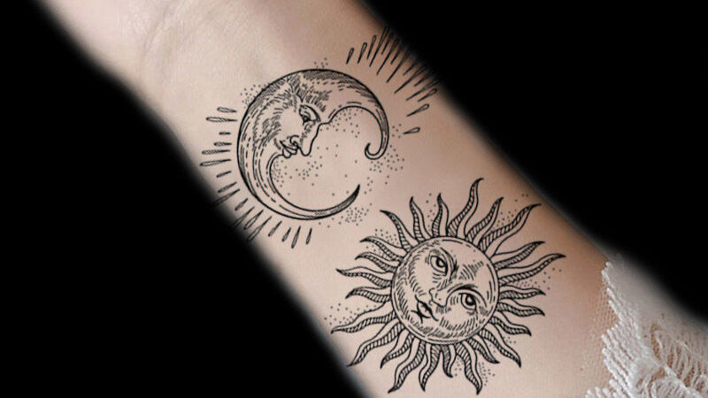 yin yang simple sun and moon tattoo 